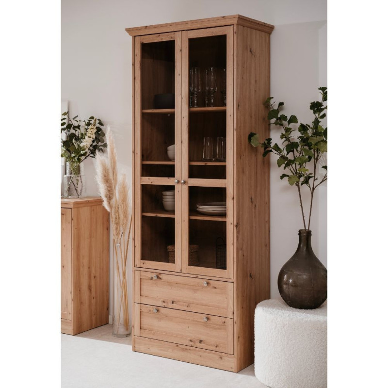 Vetrina Timber 52A 2 ante 2 cassetti rovere anticato elegante