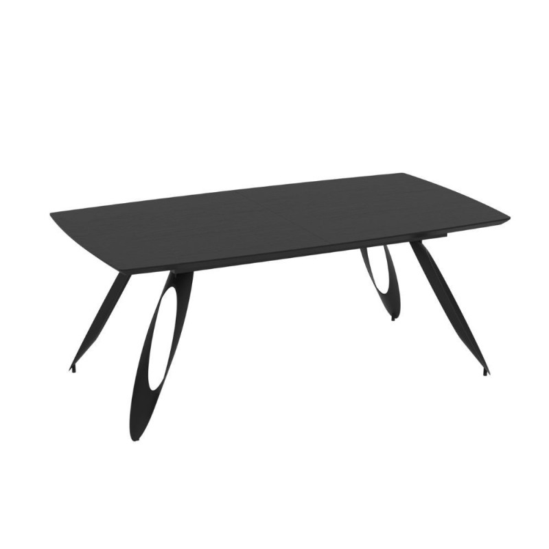 Tavolo allungabile Merkur top e gambe nero moderno e versatile