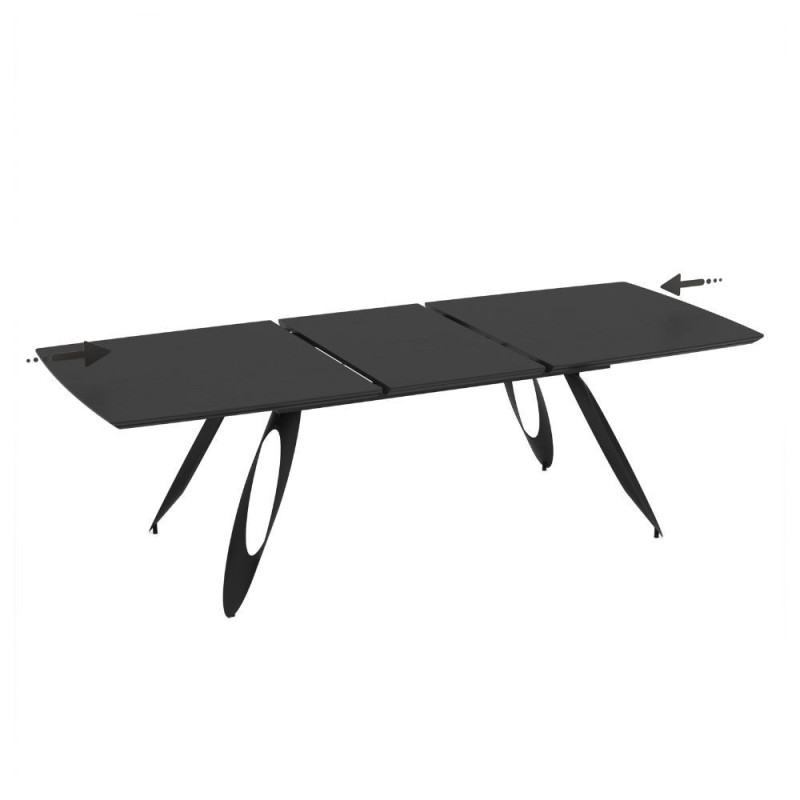 Tavolo allungabile Merkur top e gambe nero moderno e versatile