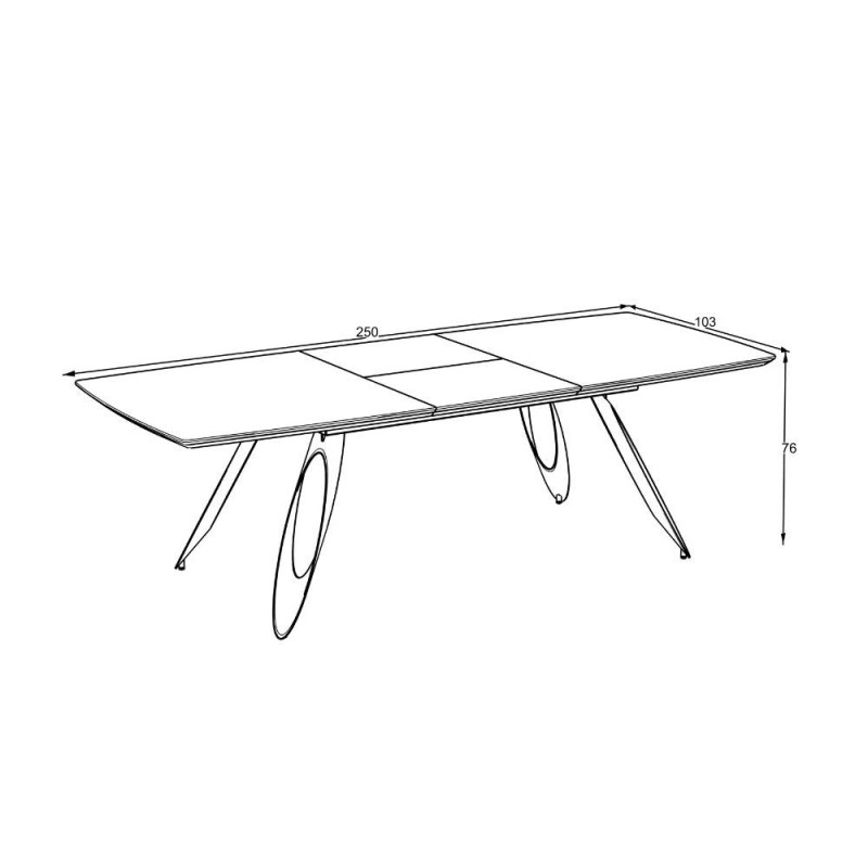 Tavolo allungabile Merkur top e gambe nero moderno e versatile