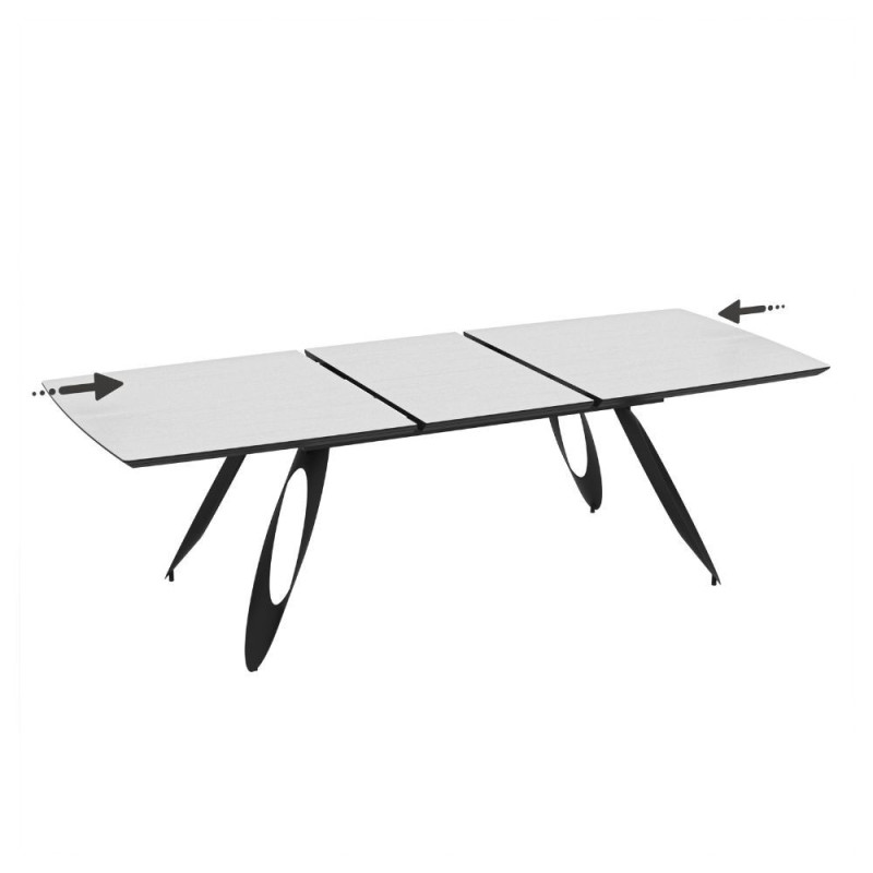 Tavolo allungabile Merkur top bianco frassinato gambe nere moderno