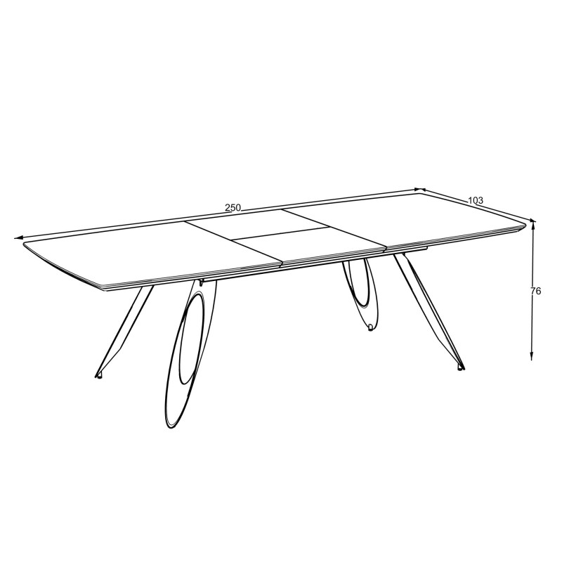 Tavolo allungabile Merkur top rovere hazar gambe nere moderno
