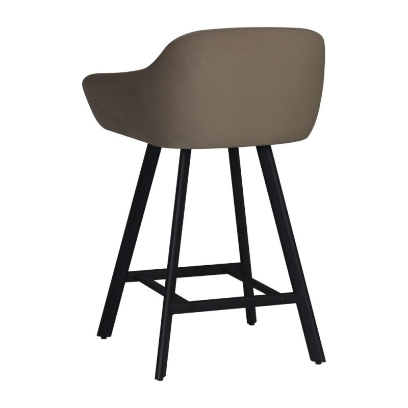 Sgabello Mey tessuto tortora gambe metallo nere moderno