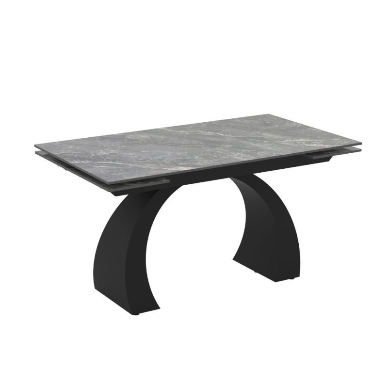 Tavolo allungabile Libra ceramica marmo grigio gambe nere moderno