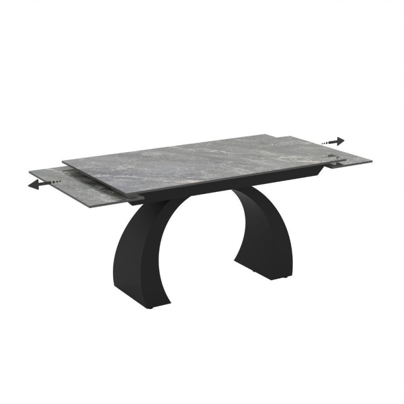 Tavolo allungabile Libra ceramica marmo grigio gambe nere moderno