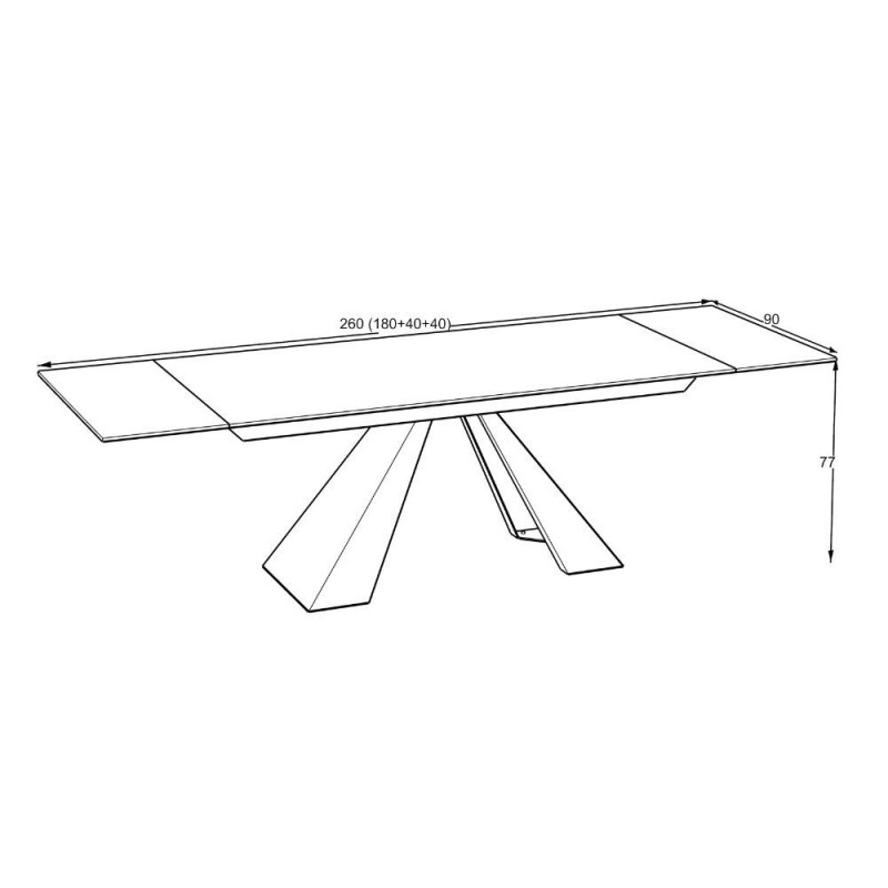 Tavolo allungabile Monza top ceramica marmo bianco gambe nere