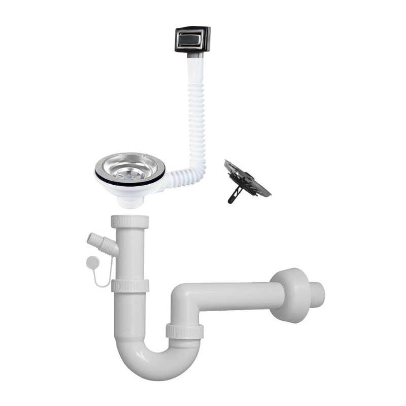 Sifone 1 via lavelli quarzo pilettone eco troppopieno inox