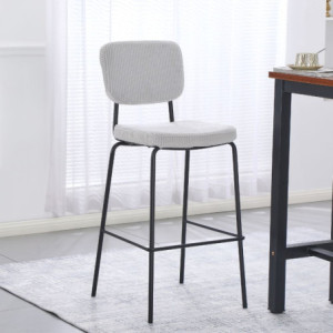 Sgabello Juno tessuto grigio chiaro struttura metallo nero moderno