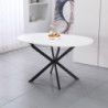 Tavolo rotondo allungabile Rut piano bianco gambe metallo nero