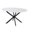 Tavolo rotondo allungabile Rut piano bianco gambe metallo nero