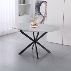 Tavolo rotondo allungabile Rut piano cemento gambe metallo nero