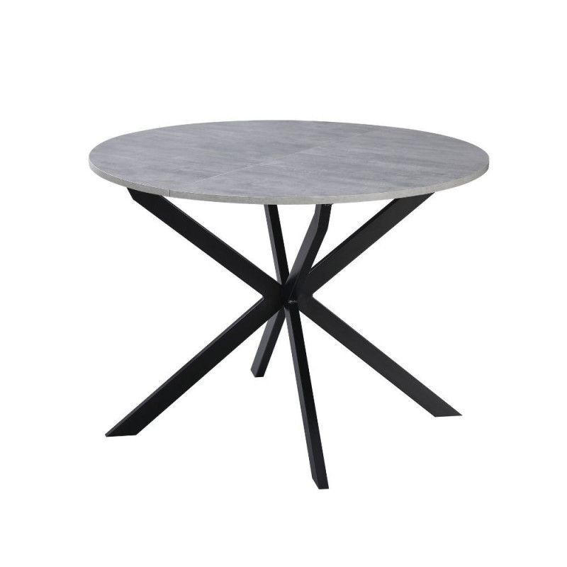 Tavolo rotondo allungabile Rut piano cemento gambe metallo nero