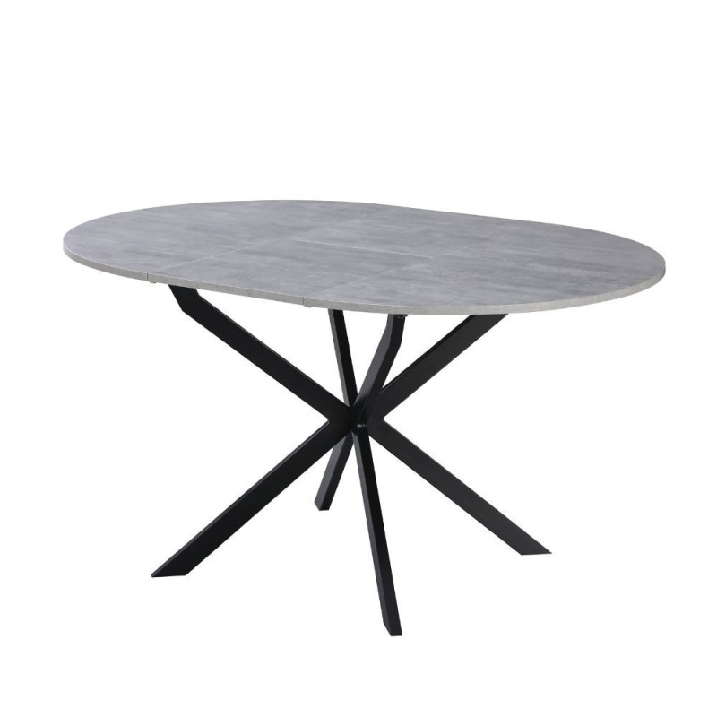 Tavolo rotondo allungabile Rut piano cemento gambe metallo nero