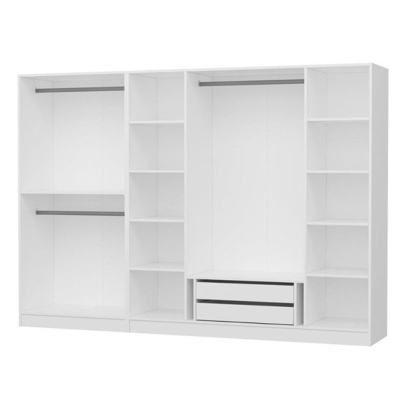 Armadio Kale bianco 6 ante battenti a specchio moderno