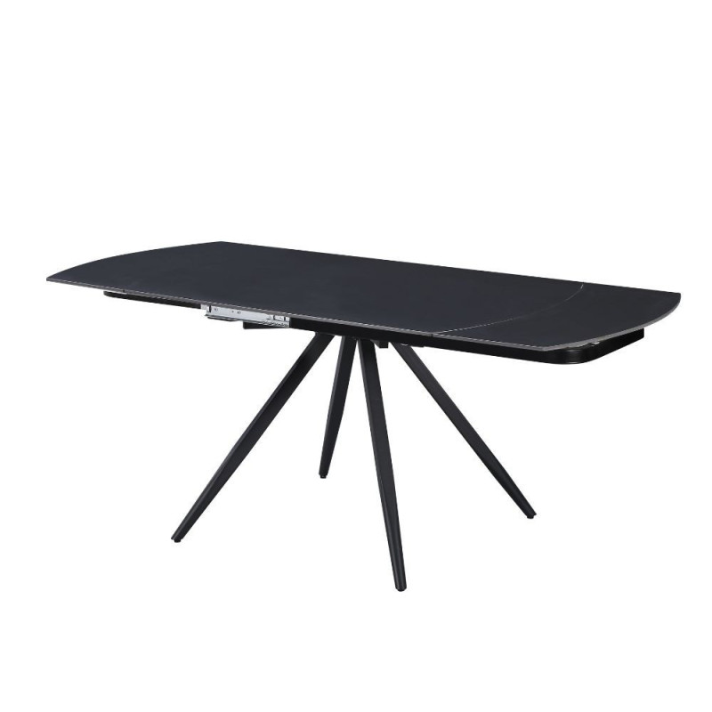 Tavolo girevole allungabile Kitti ceramica nero opaco e metallo