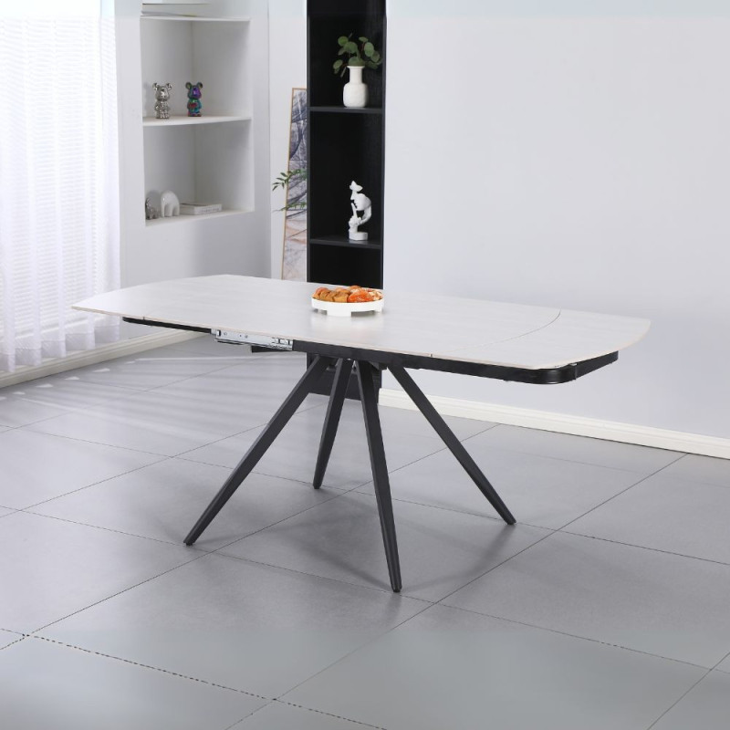 Tavolo girevole allungabile Kitti ceramica larice beige e metallo