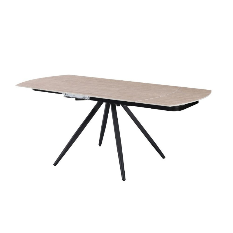 Tavolo girevole allungabile Kitti ceramica marmo travertino nero