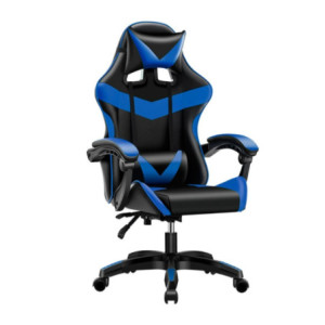 Zoom Sedia da ufficio Gaming con schienale alto e imbottitura in PVC colore nero con dettagli blu