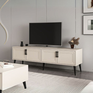 Zoom Porta tv Prime con 4 ante colore cashmere e maniglie e piedini neri
