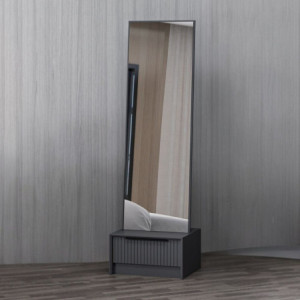 Specchio con base cassetto Kale antracite effetto cannettato