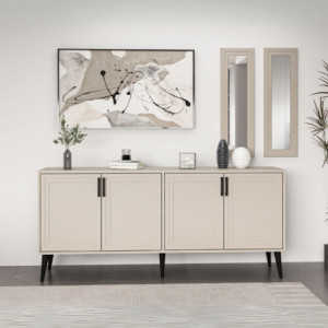Madia Prime 4 ante cashmere maniglie piedini neri 2 specchi
