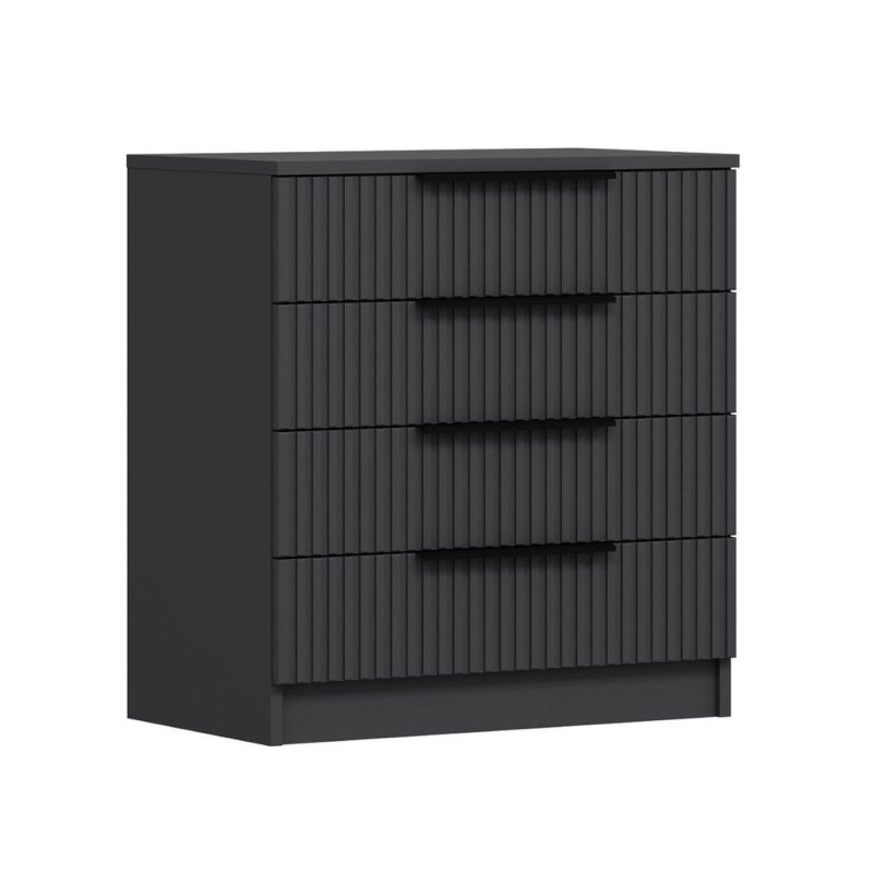 Cassettiera Kale 4 cassetti filo effetto cannettato antracite
