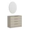 Cassettiera Kale 4 cassetti effetto cannettato cashmere con specchio