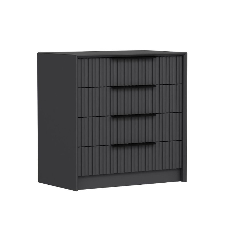 Cassettiera Kale 4 cassetti incassati effetto cannettato antracite