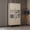 Credenza alta Kale 4 ante cannettato 2 nicchie cashmere moderna