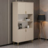 Credenza alta Kale 4 ante cannettato 2 nicchie cashmere moderna