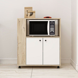 Mobile multiuso Monni rovere 2 ante bianche vani laterali moderno