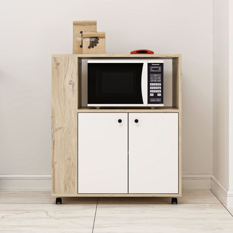 Mobile multiuso Monni rovere 2 ante bianche vani laterali moderno