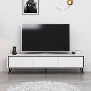 Porta TV Mandy 3 ante bianco piedini neri moderno e pratico