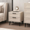 Comodino Prime 2 cassetti cashmere maniglie piedini neri moderno