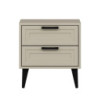 Comodino Prime 2 cassetti cashmere maniglie piedini neri moderno