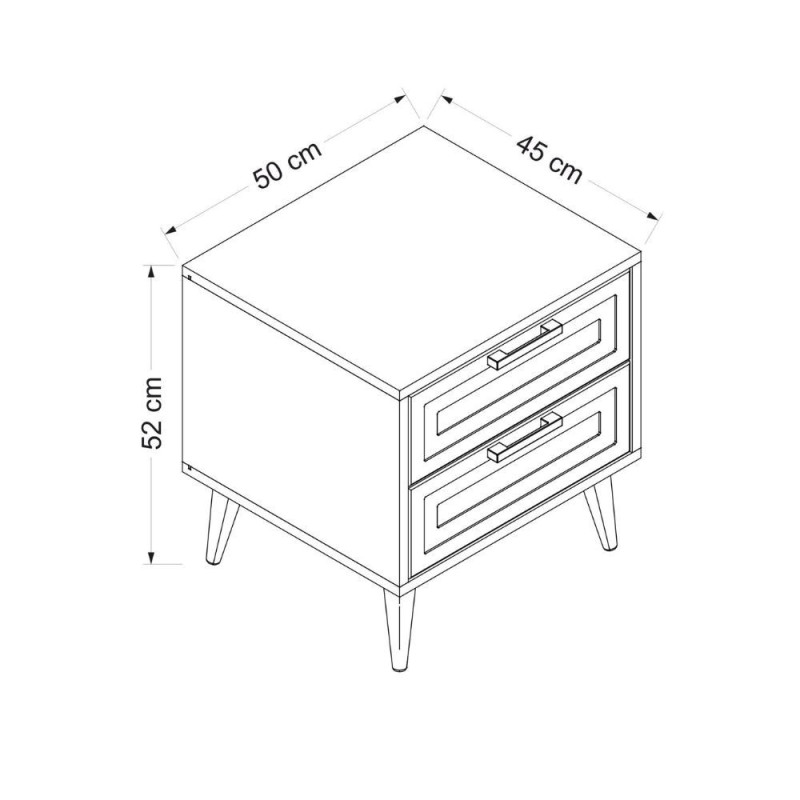 Comodino Prime 2 cassetti cashmere maniglie piedini neri moderno