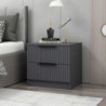 Comodino Kale 2 cassetti effetto cannettato antracite moderno