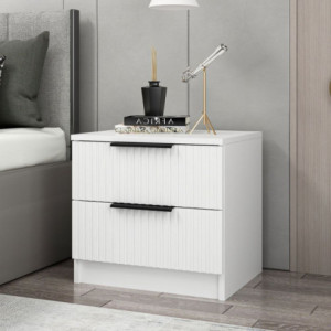 Zoom Comodino Kale con 2 cassetti a filo effetto cannettato colore bianco