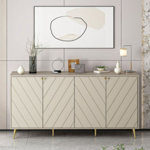 Madia Jana 4 ante cashmere intagli maniglie piedini oro moderna