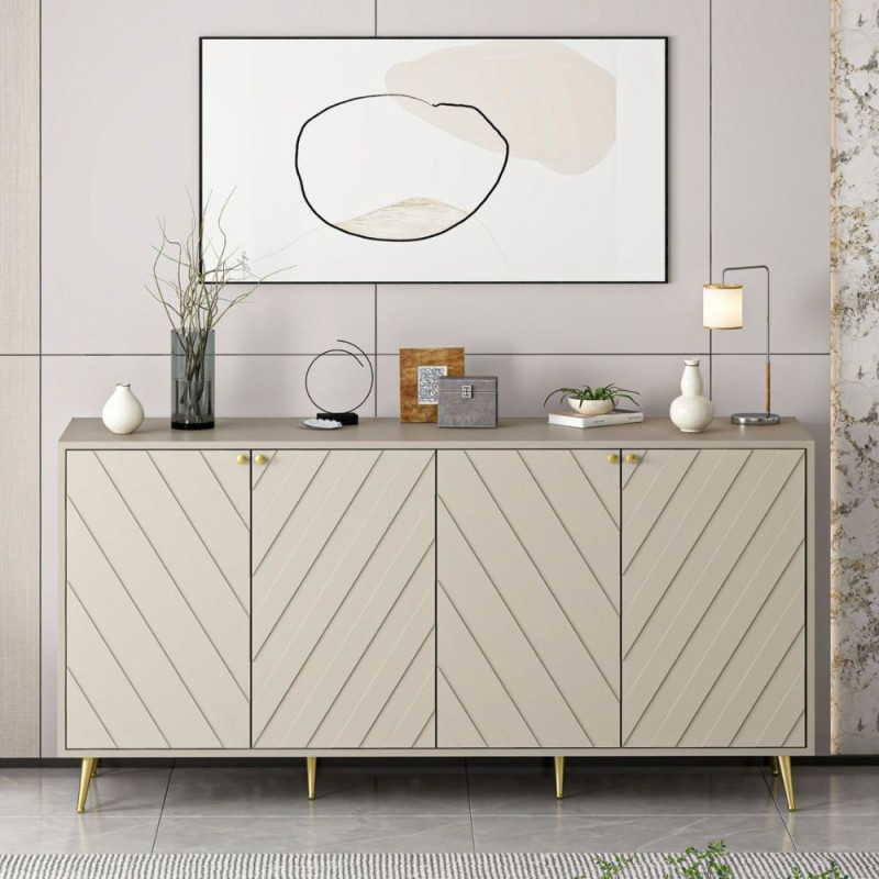 Madia Jana 4 ante cashmere intagli maniglie piedini oro moderna