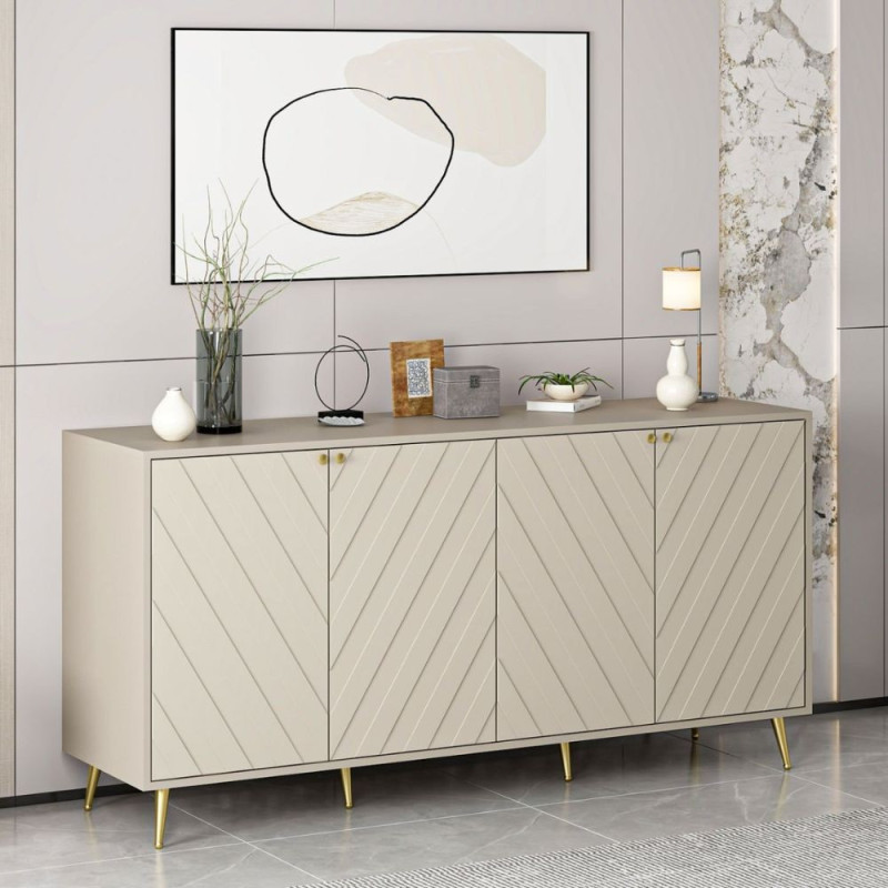 Madia Jana 4 ante cashmere intagli maniglie piedini oro moderna