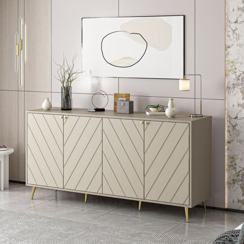 Madia Jana 4 ante cashmere intagli maniglie piedini oro moderna