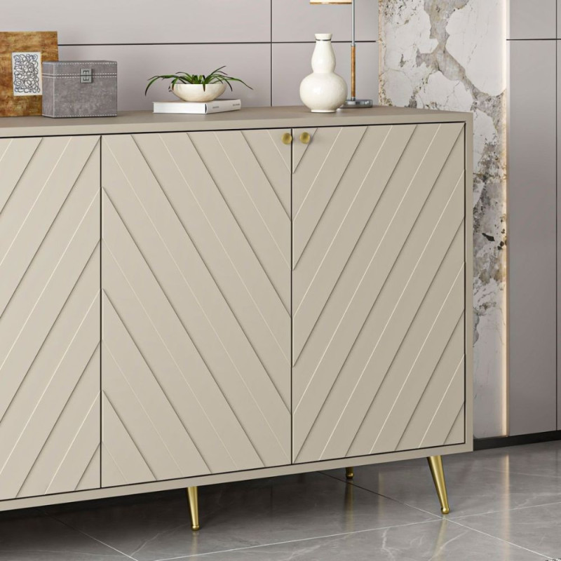 Madia Jana 4 ante cashmere intagli maniglie piedini oro moderna