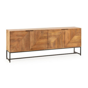 Zoom Credenza Nereida 210 cm. in legno massiccio 4 ante e gambe in metallo nero