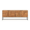 Credenza Nereida 210 cm legno massiccio 4 ante metallo nero