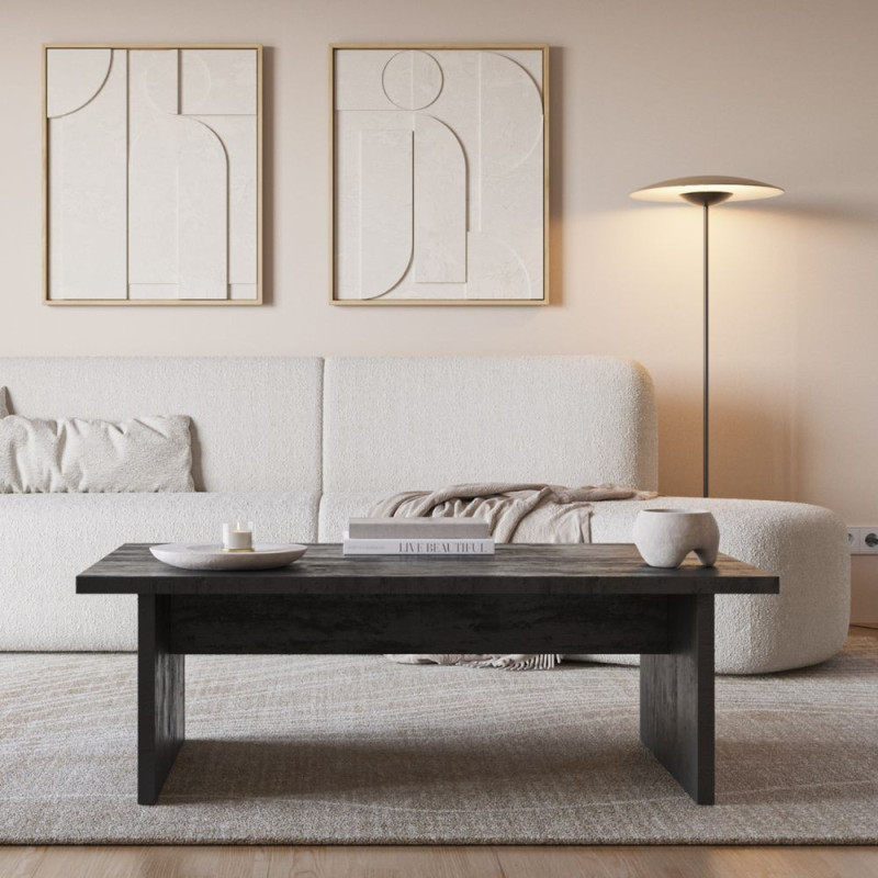 Tavolino rettangolare Loana nero 120x70x40 cm moderno e robusto