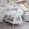 Letto a capanna Nora legno massiccio bianco singolo design