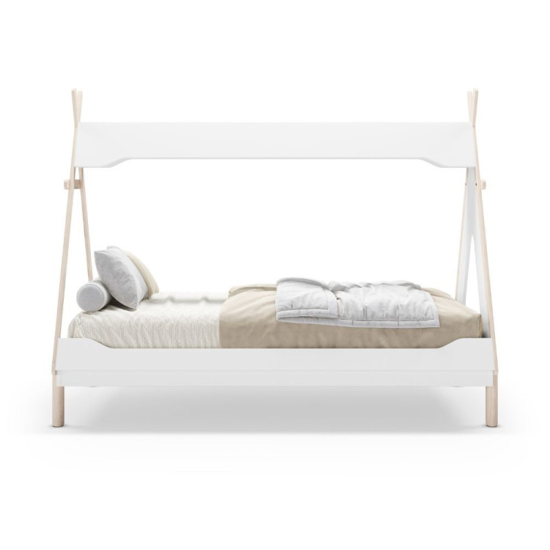 Letto a capanna Nora legno massiccio bianco singolo design