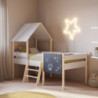 Letto a castello singolo Mint legno massiccio bianco lavagnetta