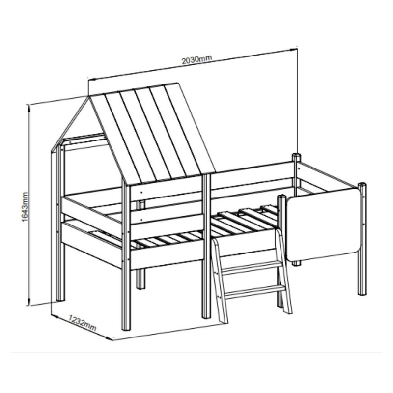 Letto a castello singolo Mint legno massiccio bianco lavagnetta